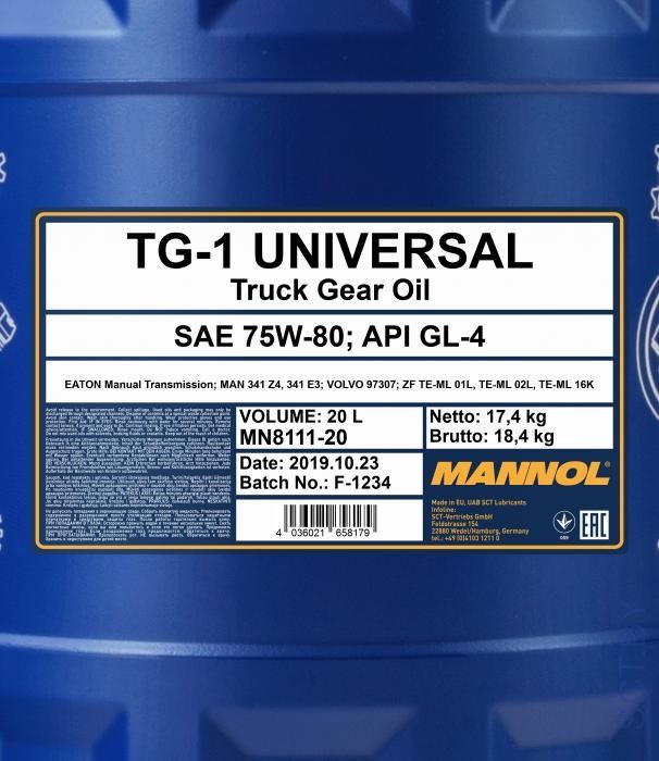 MANNOL 8111 TG-1 Universal 75W-80 API GL-4 20л