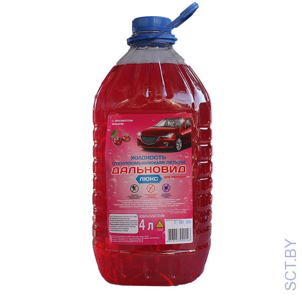 Жидкость стеклоомывающая летняя "Дальновид-люкс" для женщин (розовый цвет, аромат вишни) 4л